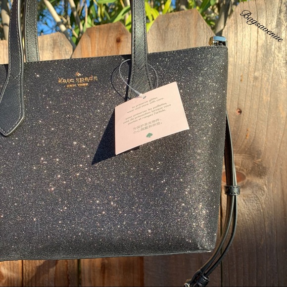 Kate spade NWT joeley glitter small black satchel - Picture 3 of 8